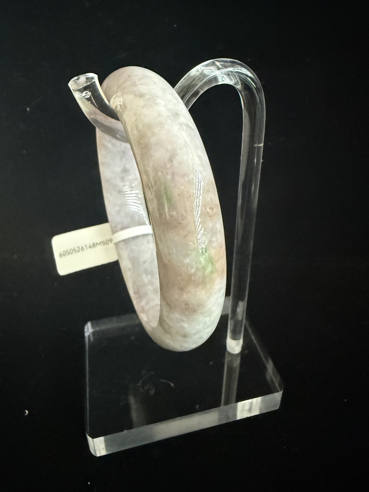 509. Lavender grey with russet tones chunky jade bangle
