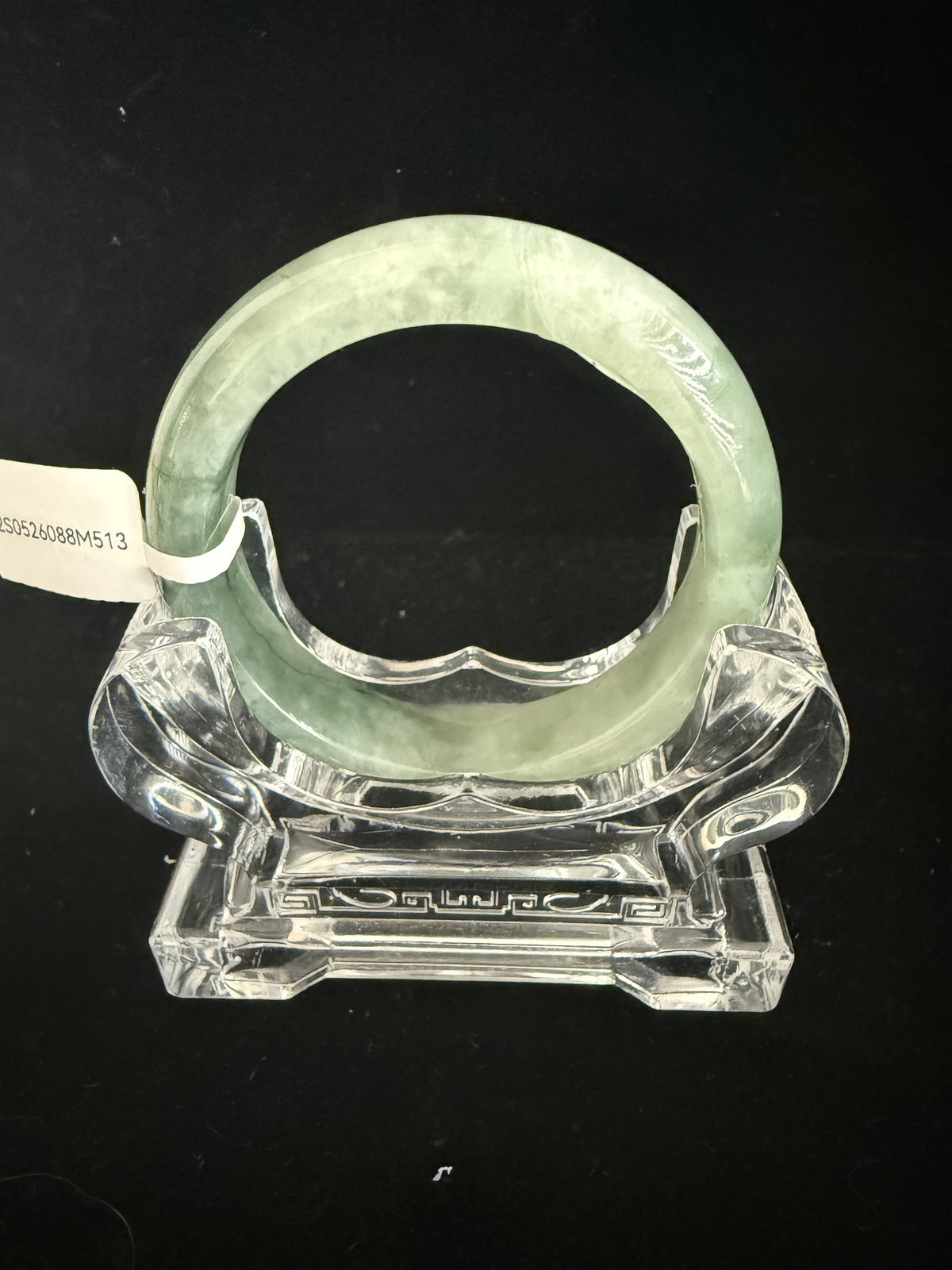 513. Green with deep green veins chunky jade bangle