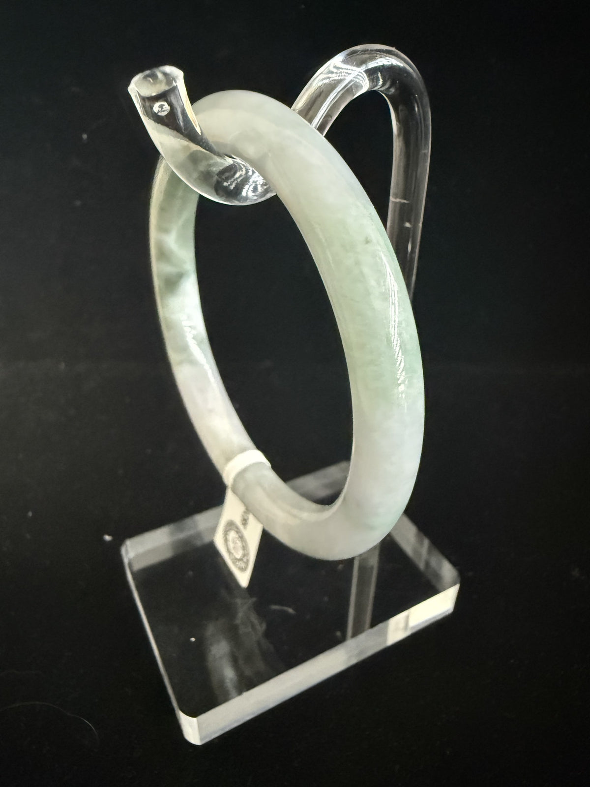 515. White lavender with soft green thin jade bangle