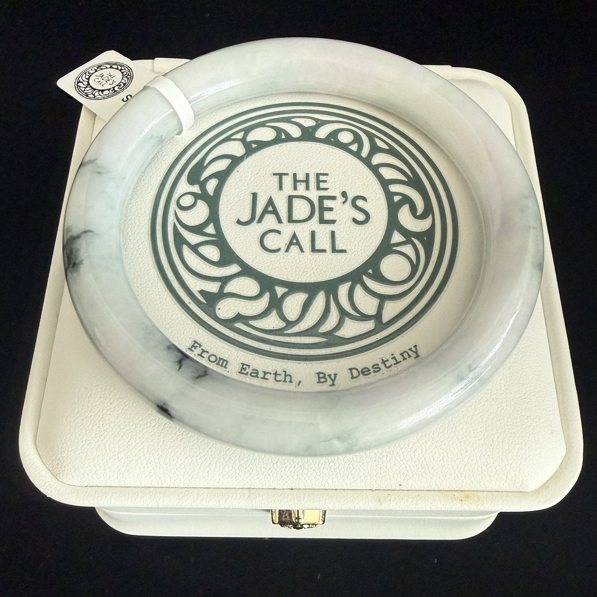 510. White with dark ink veins jade bangle