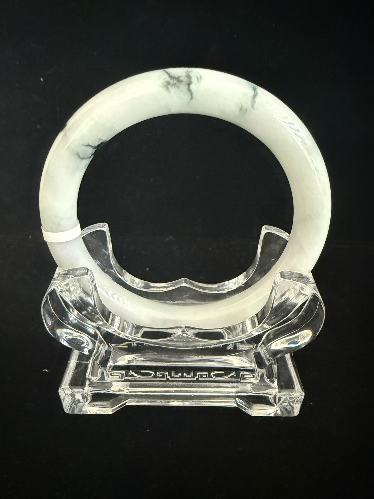 510. White with dark ink veins jade bangle