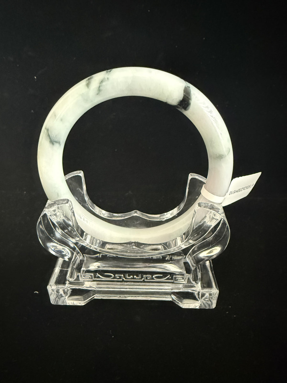 510. White with dark ink veins jade bangle