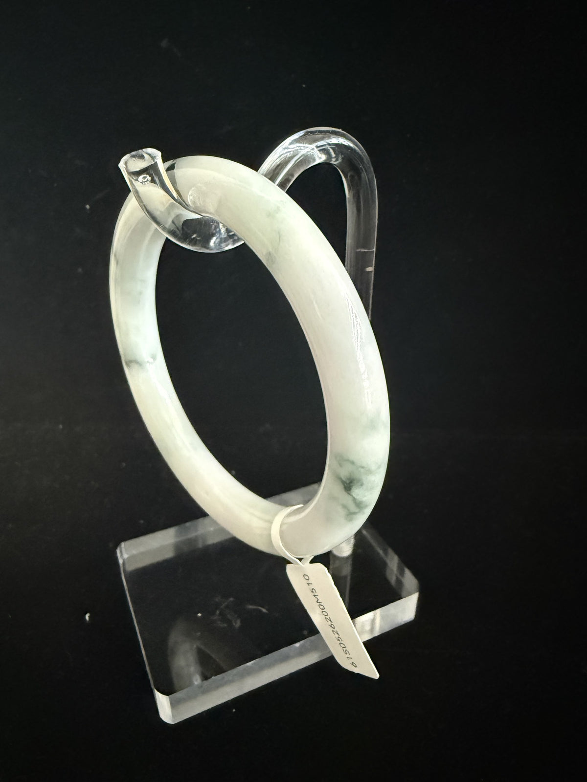 510. White with dark ink veins jade bangle