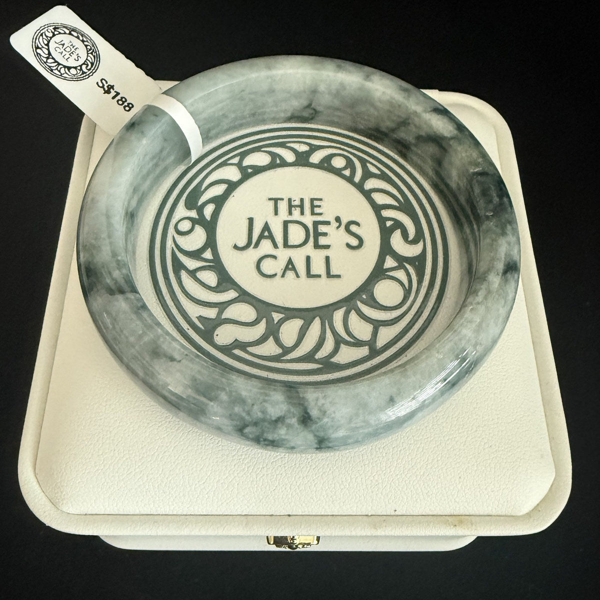 536. Pale green with deep green clouds chunky jade bangle