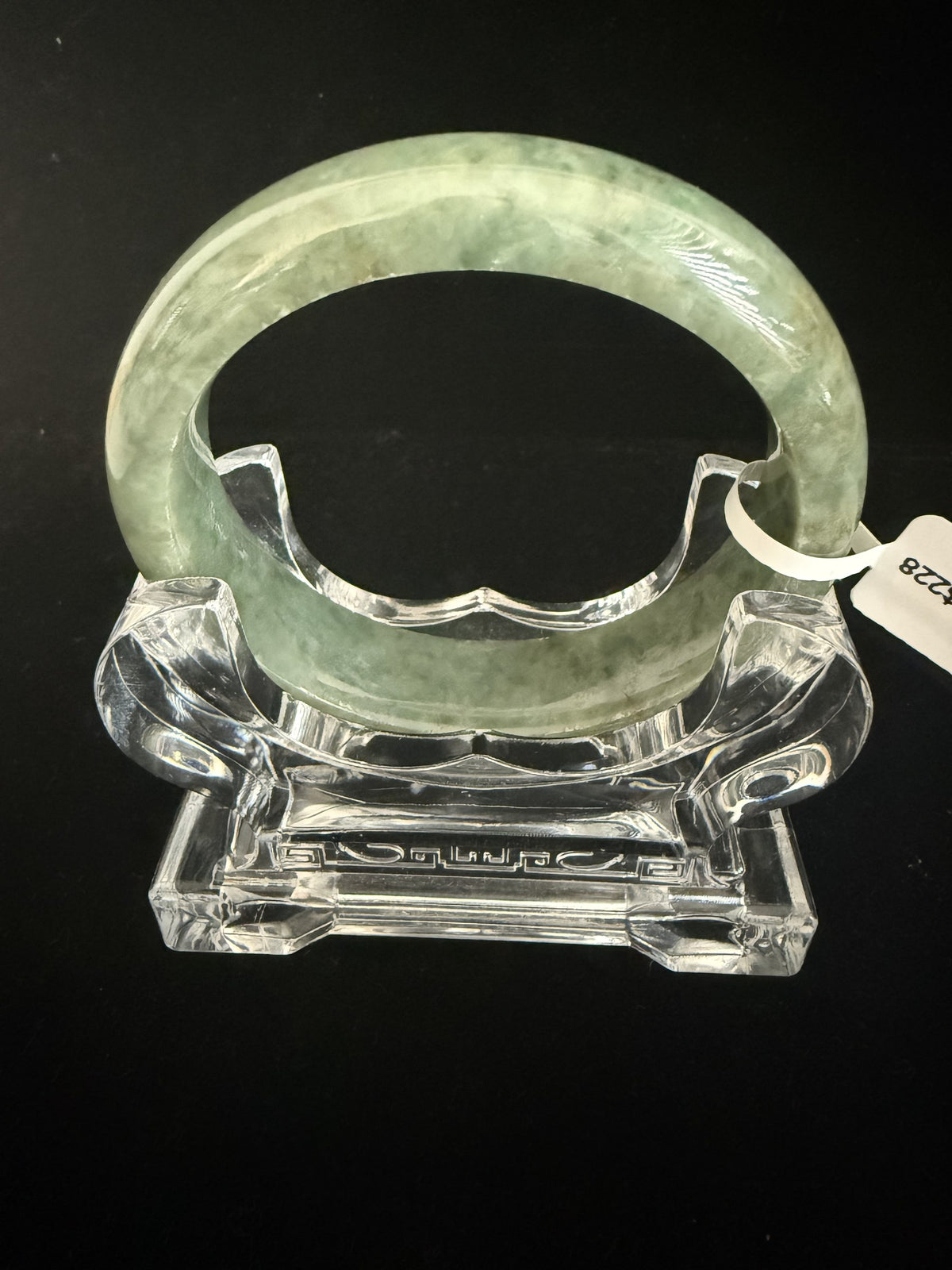 538. Moss green mottled chunky jade bangle