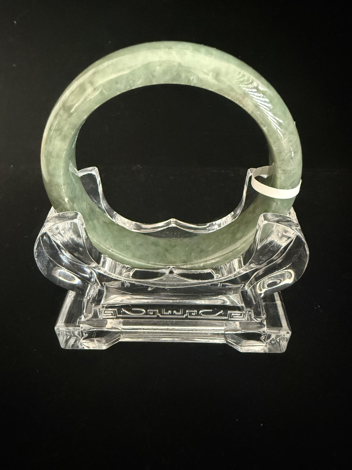 538. Moss green mottled chunky jade bangle