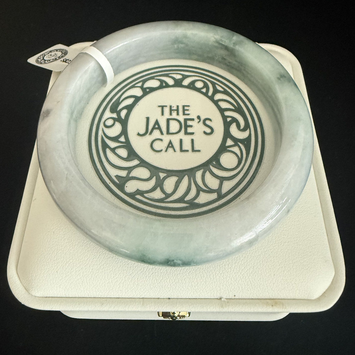 541. Milky white with fresh green patches jade bangle