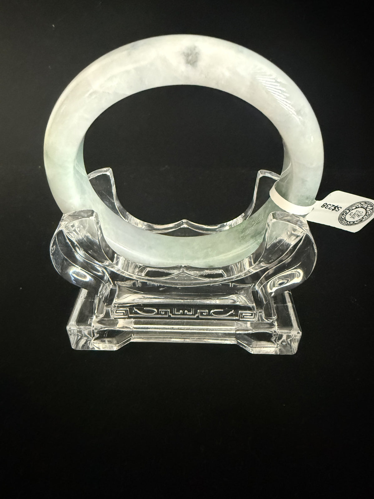 541. Milky white with fresh green patches jade bangle