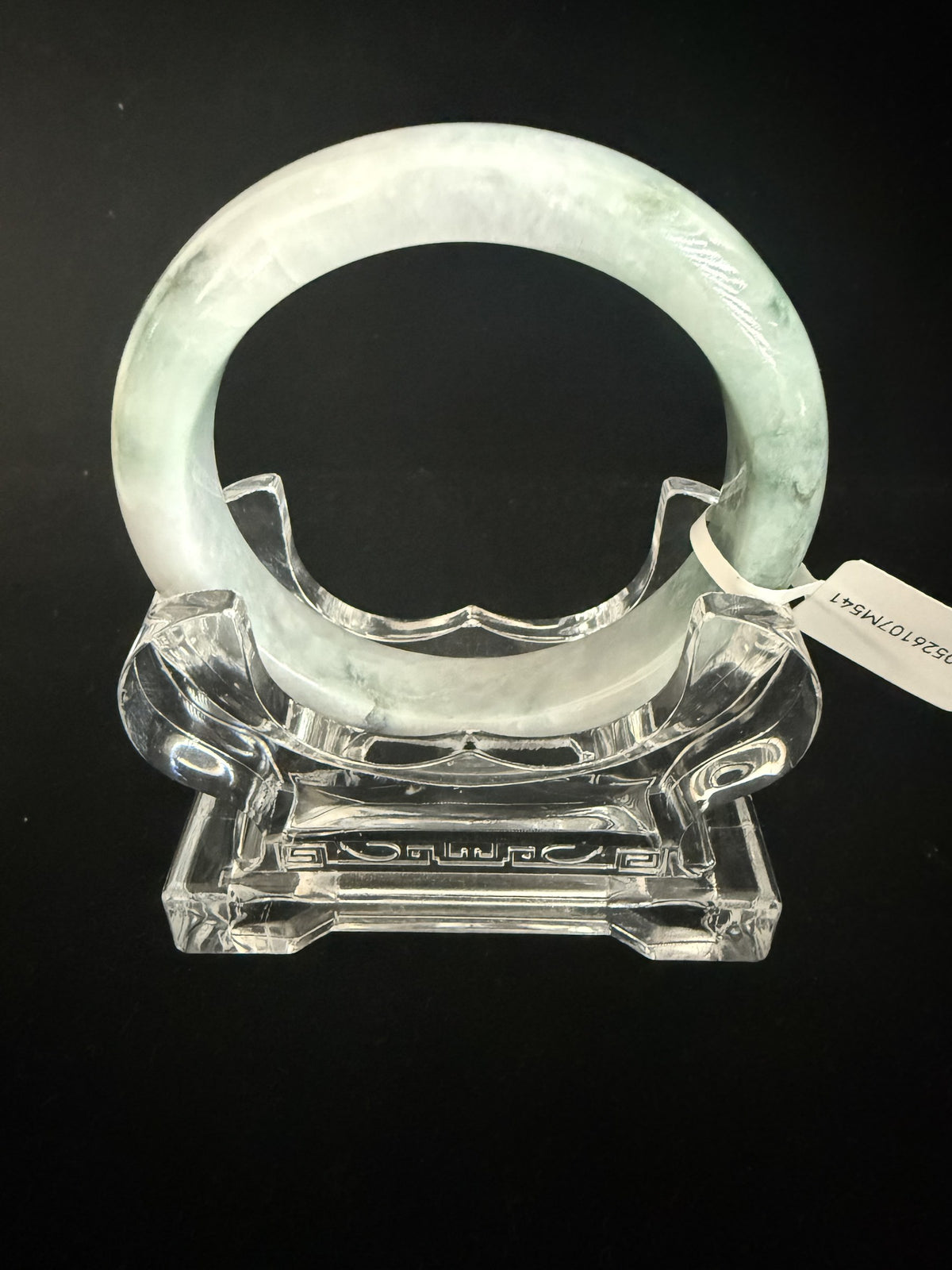 541. Milky white with fresh green patches jade bangle