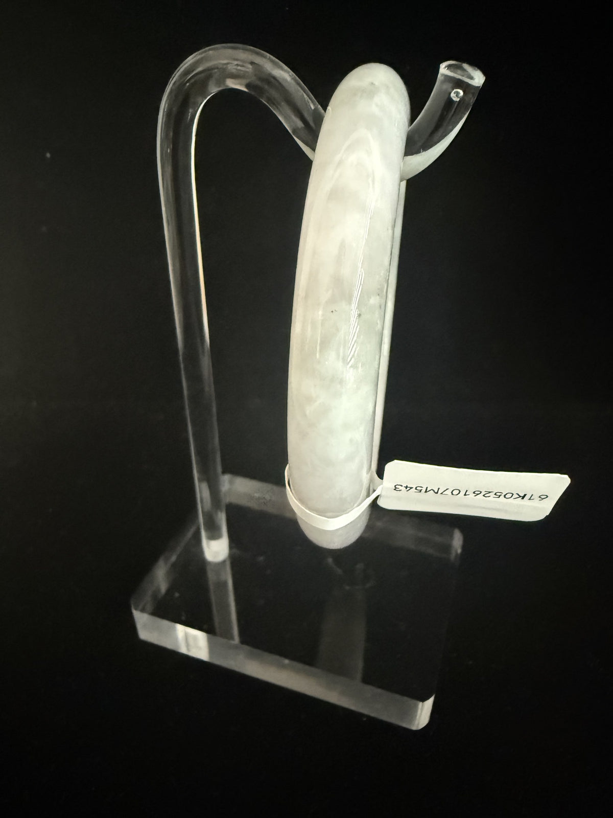 543. White lavender with pale green jade bangle