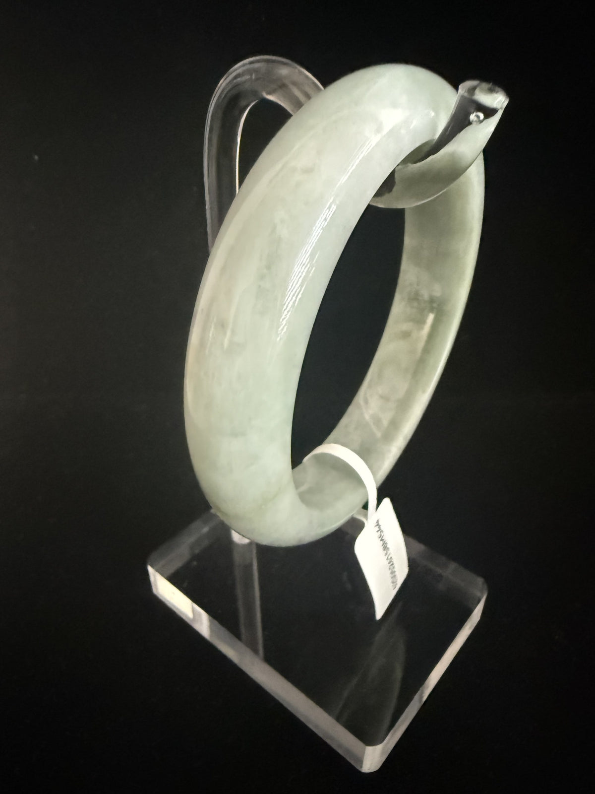 544. Pale celadon green chunky jade bangle
