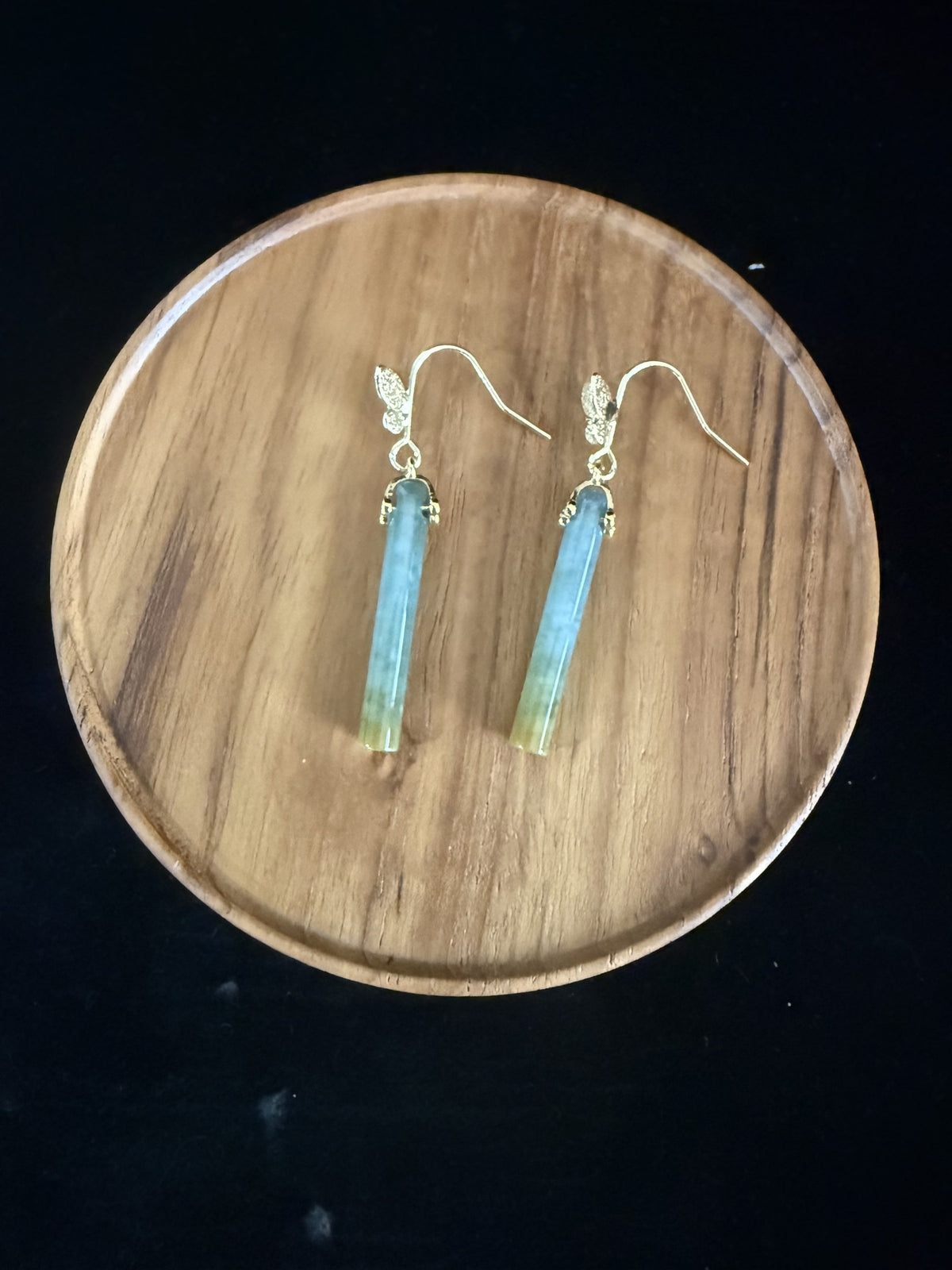 Butterfly long bar Jade Earring