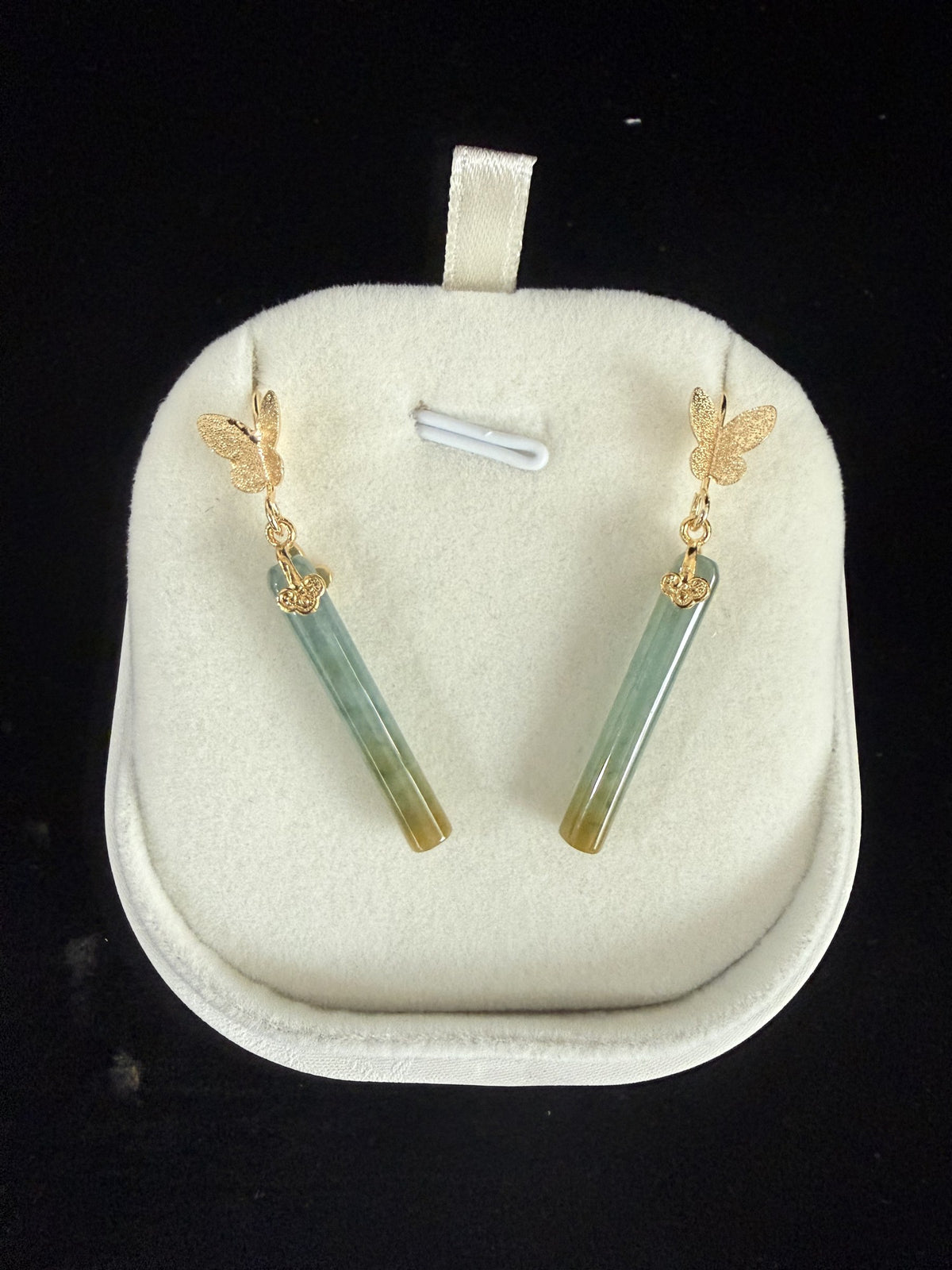 Butterfly long bar Jade Earring