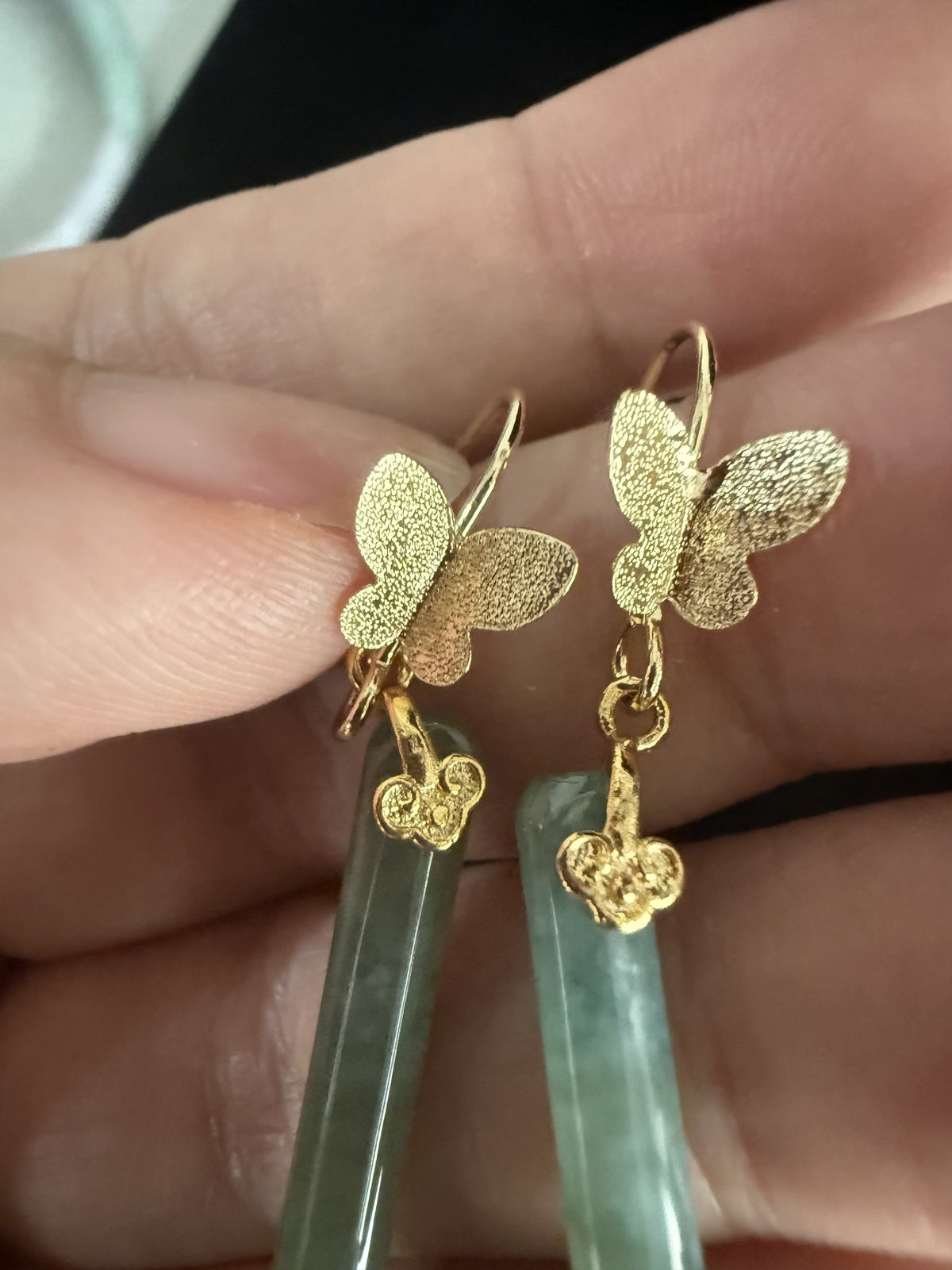Butterfly long bar Jade Earring