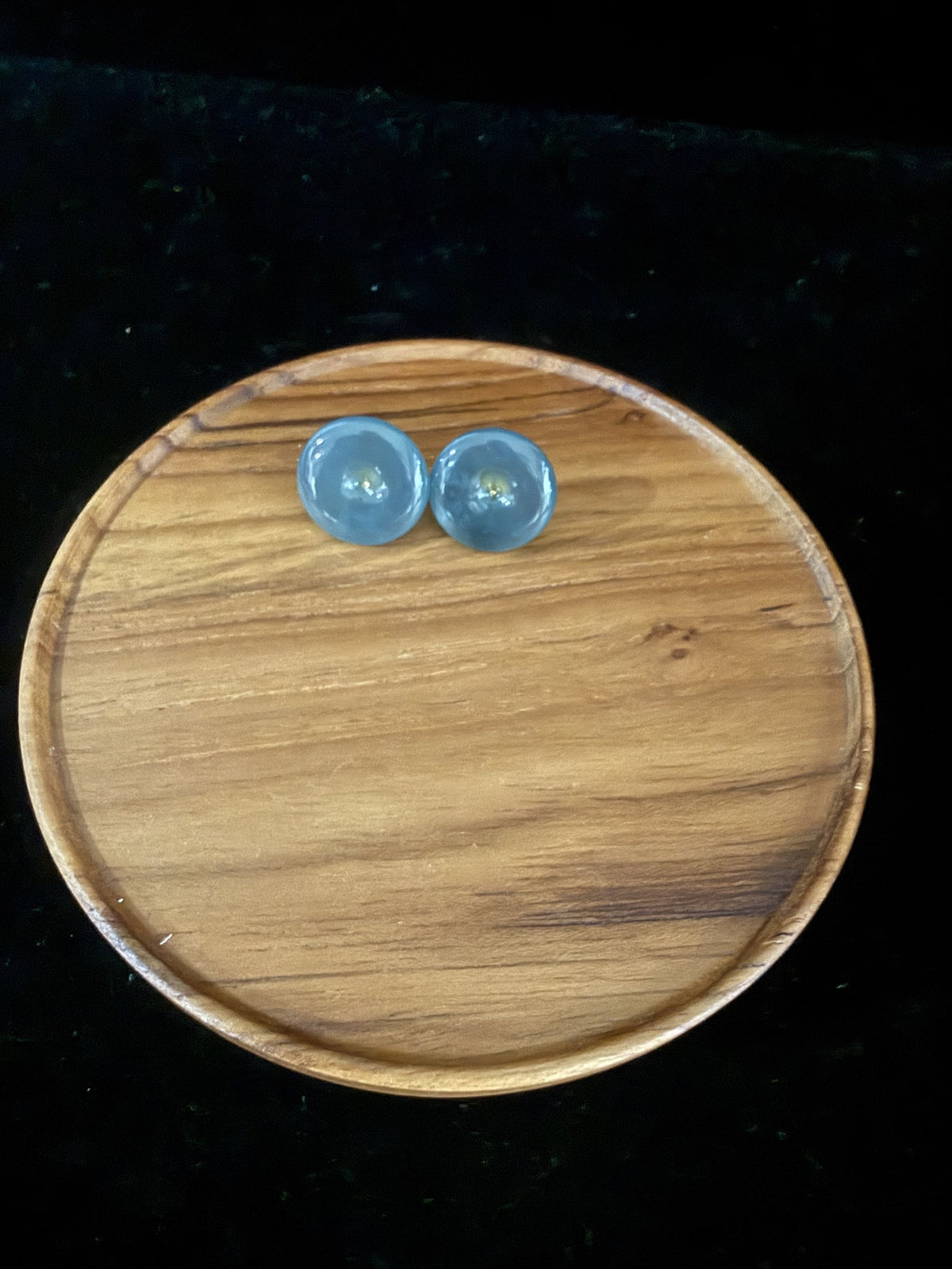 Round disc stud Jade Earring
