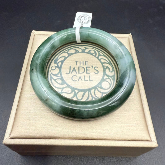 41. Dark green base with white patches jade bangle