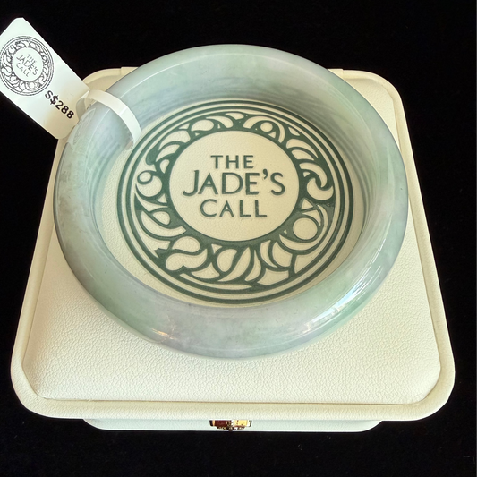 383. Green with lavender Jadeite  bangle