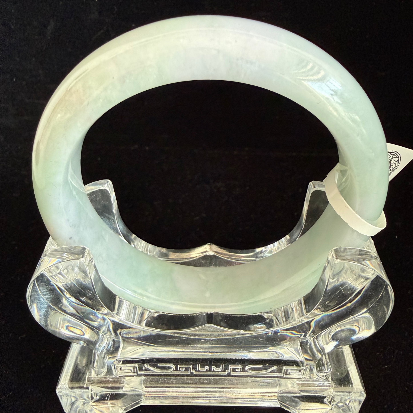 383. Green with lavender Jadeite  bangle