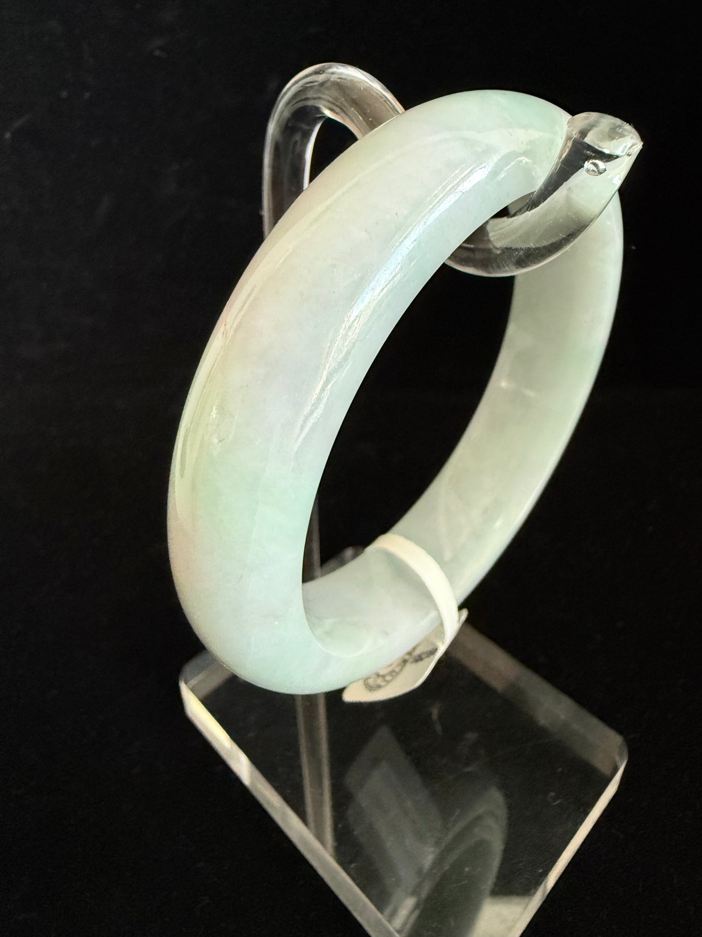 383. Green with lavender Jadeite  bangle