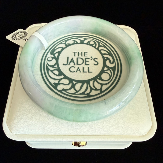 384. Green & Lavender tint Jadeite Bangle
