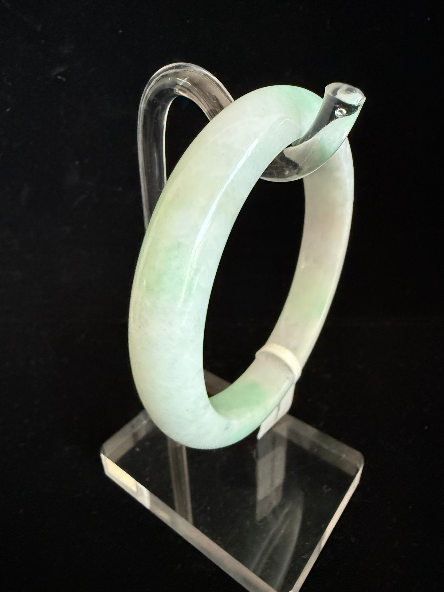 384. Green & Lavender tint Jadeite Bangle