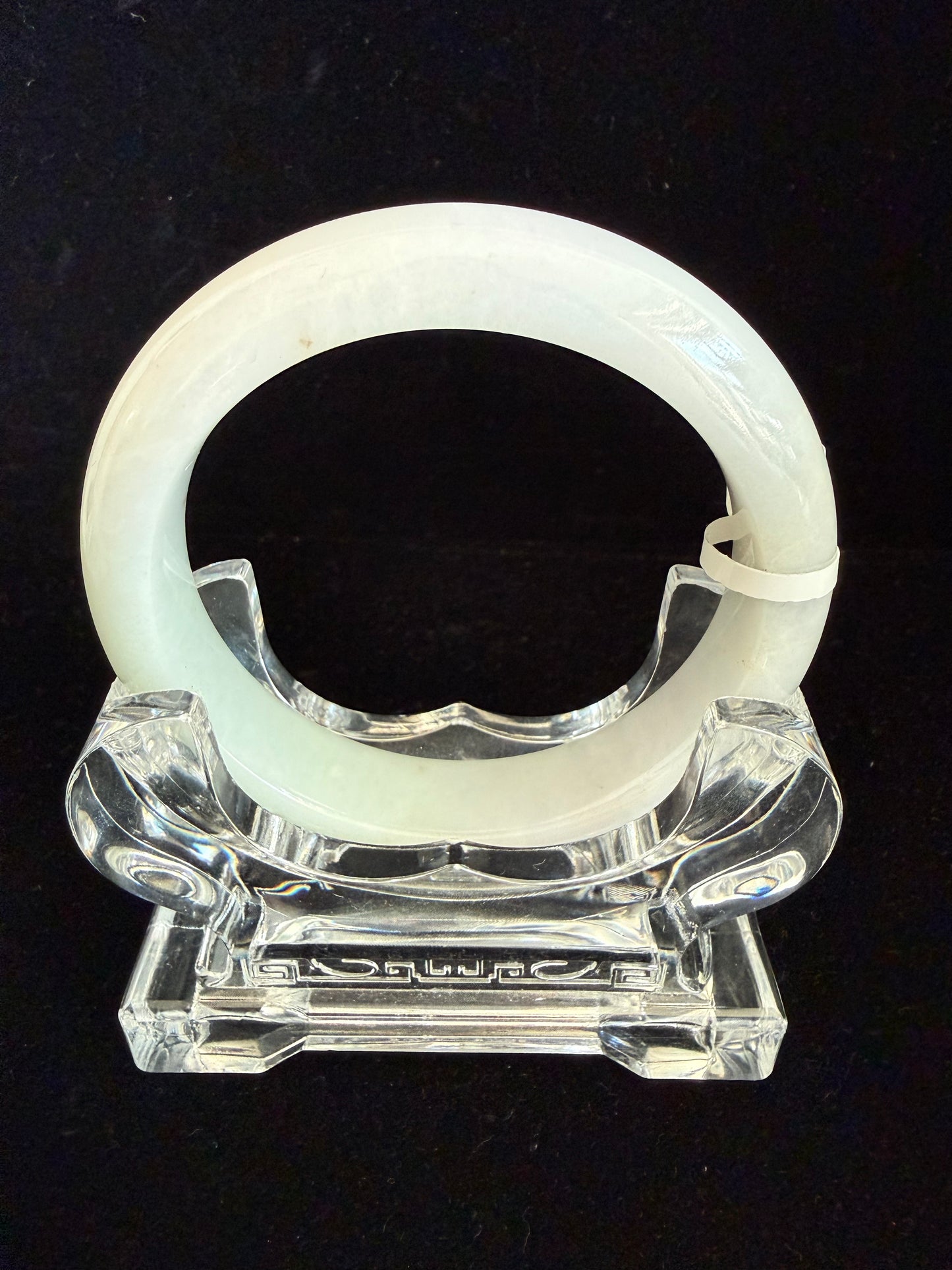 387. Near milky white Jadeite  bangle