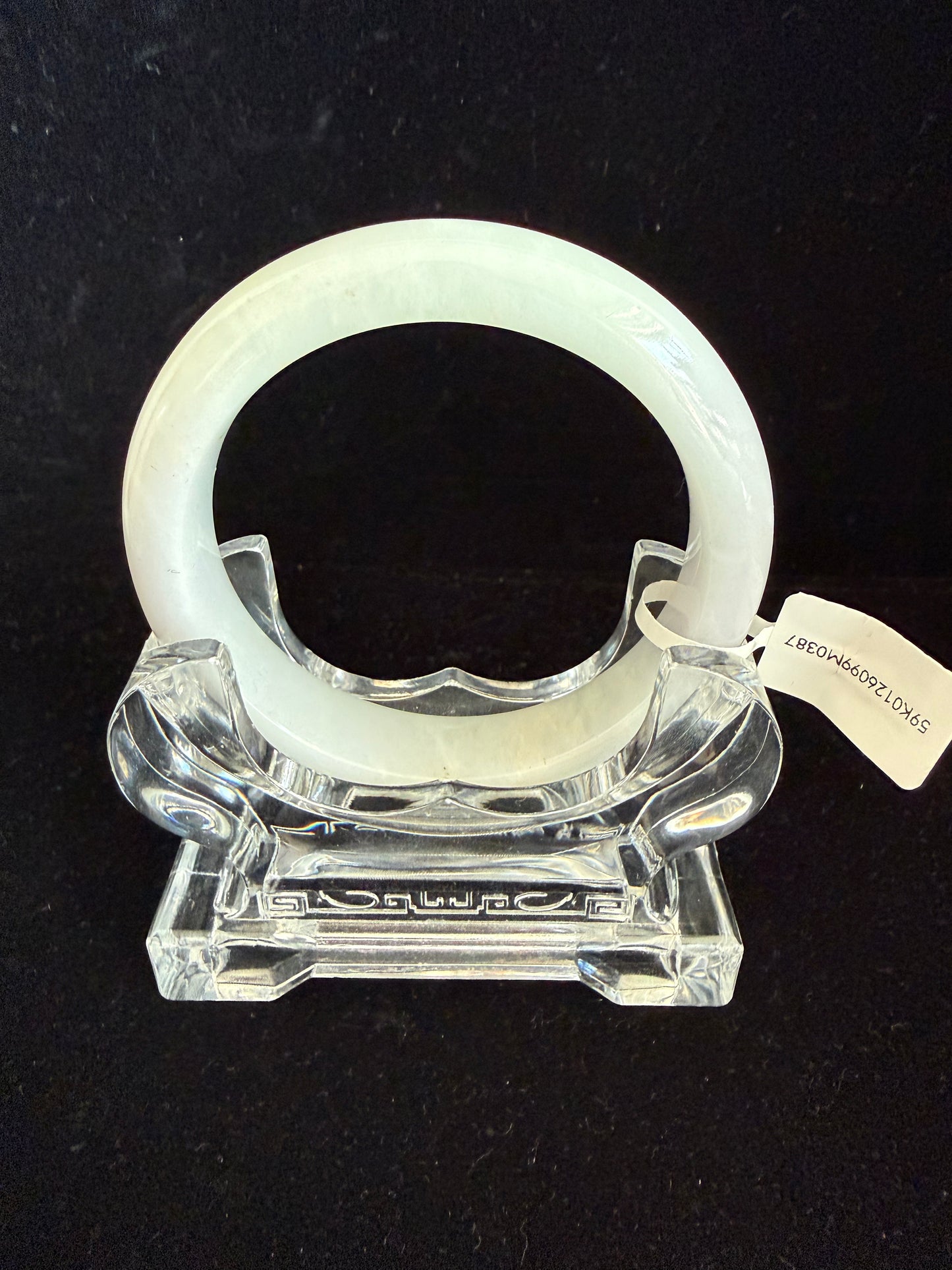 387. Near milky white Jadeite  bangle