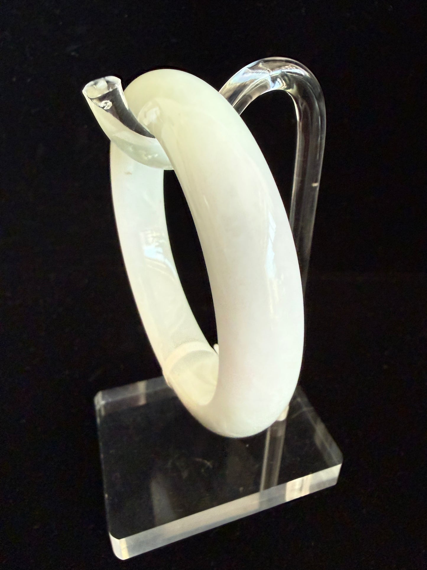 387. Near milky white Jadeite  bangle