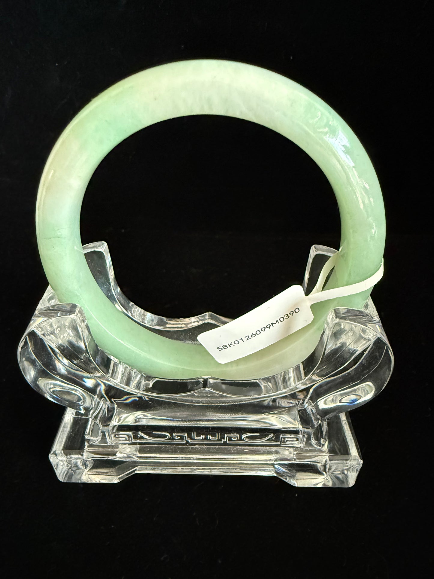 390. Dainty Apple Green Jadeite Bangle