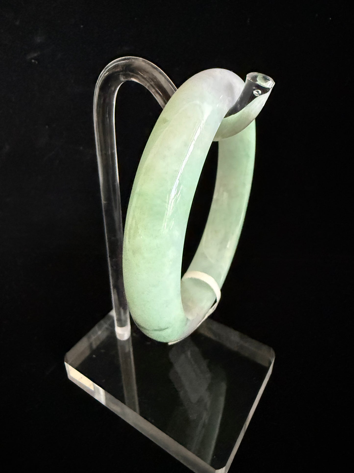 391. Bright Green & Lavender Jadeite Bangle