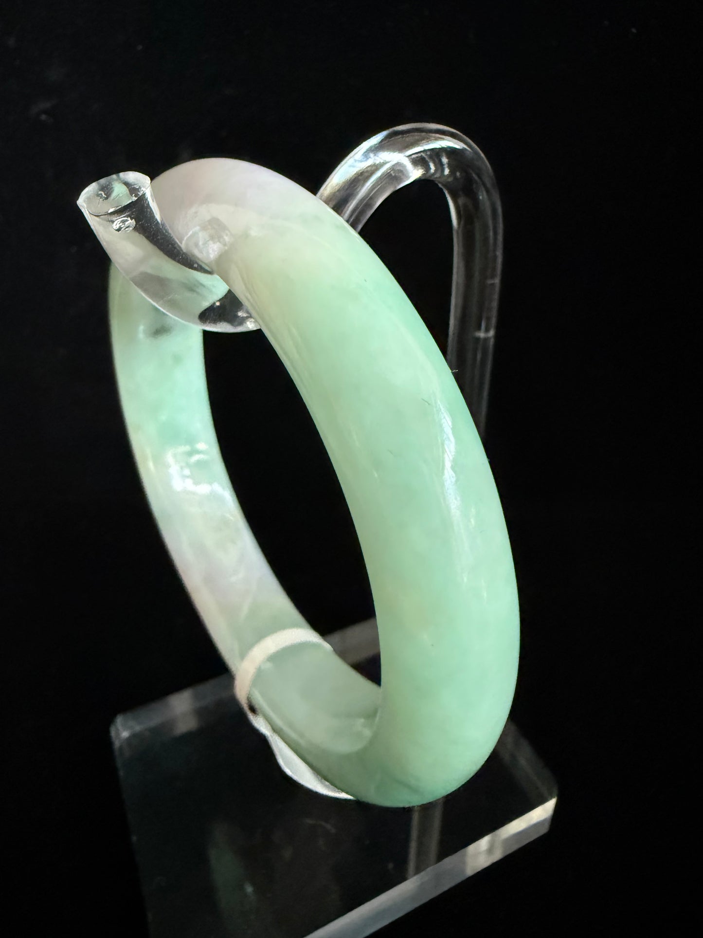 391. Bright Green & Lavender Jadeite Bangle