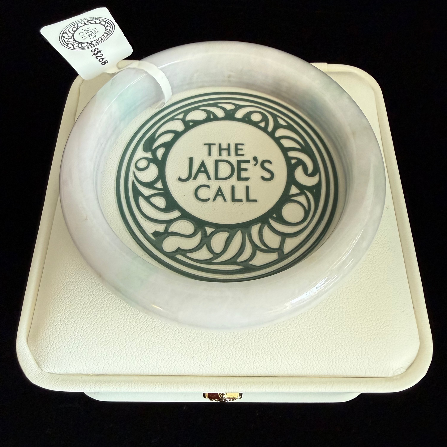 393.  Near white Jadeite  bangle