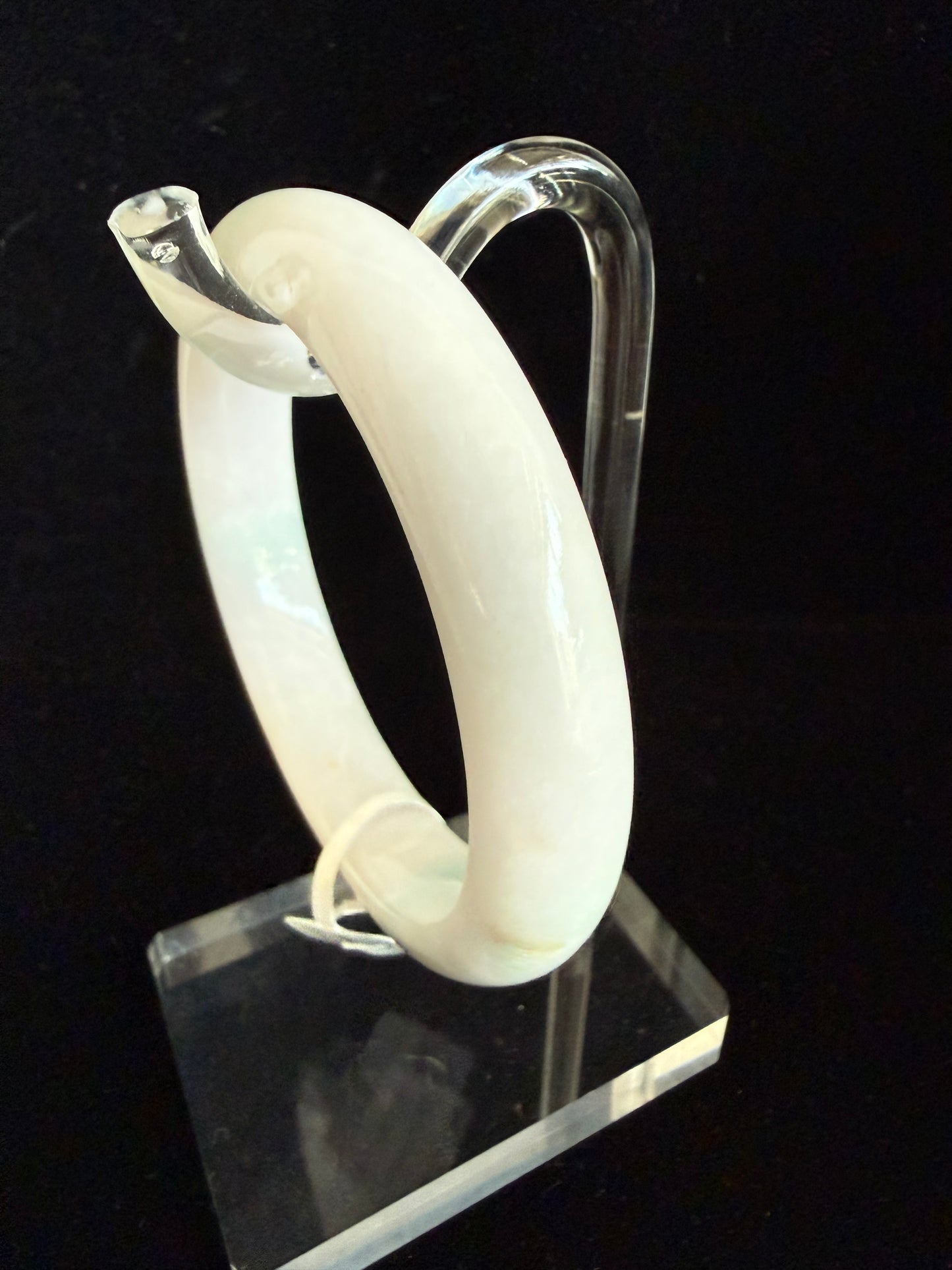 393.  Near white Jadeite  bangle