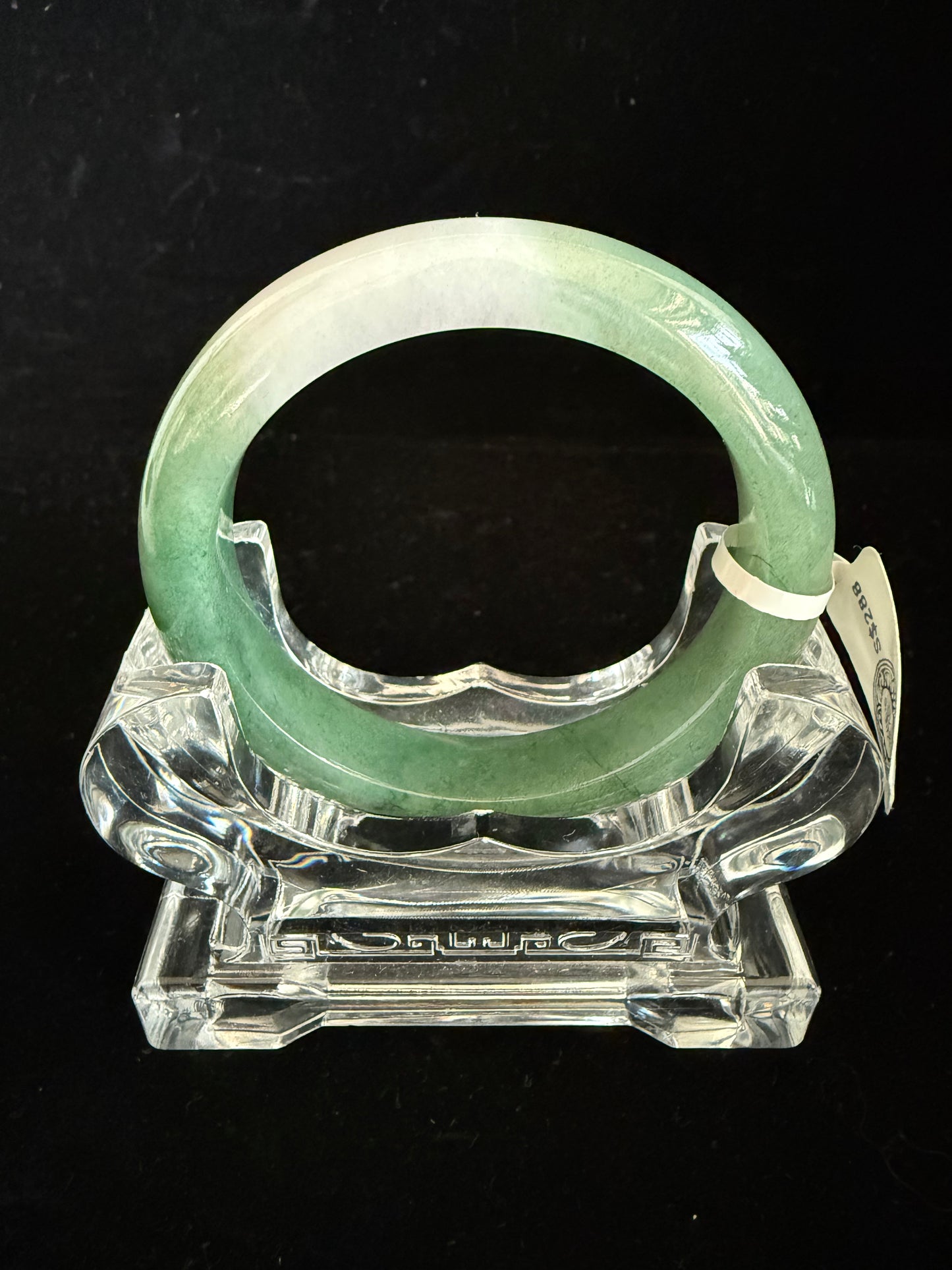 394. Lake Green & White Jadeite Bangle