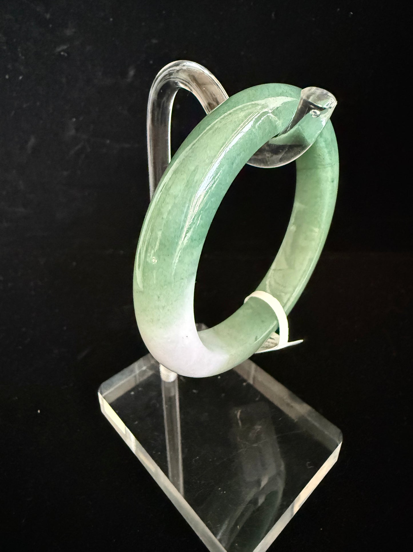 394. Lake Green & White Jadeite Bangle