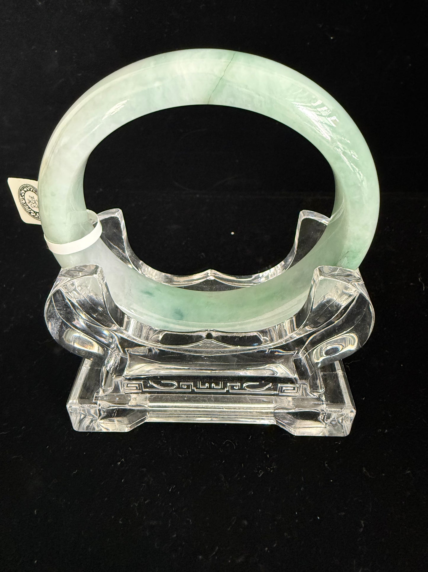 487. Apple Green Jade Bangle with White Cloud