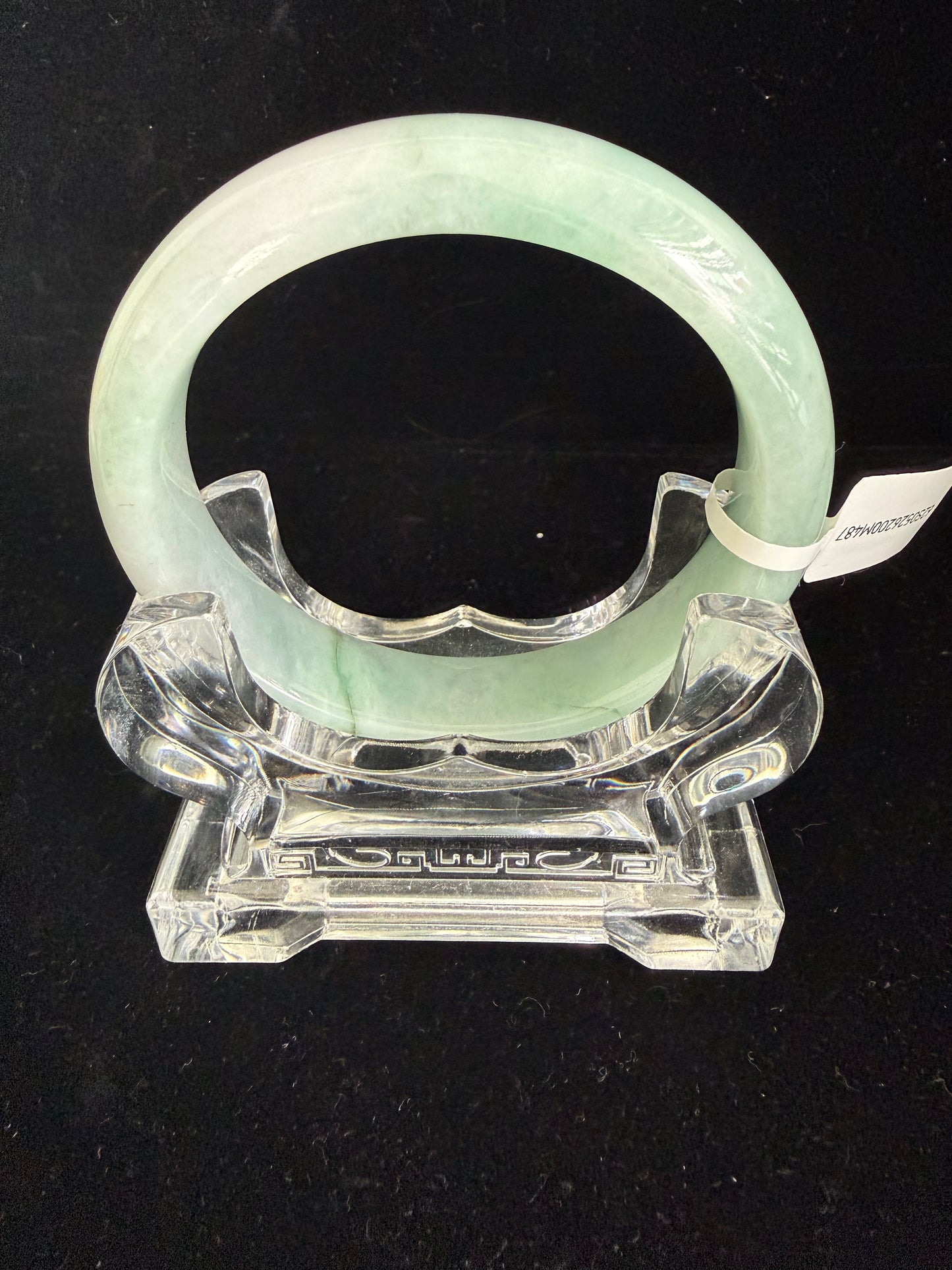 487. Apple Green Jade Bangle with White Cloud