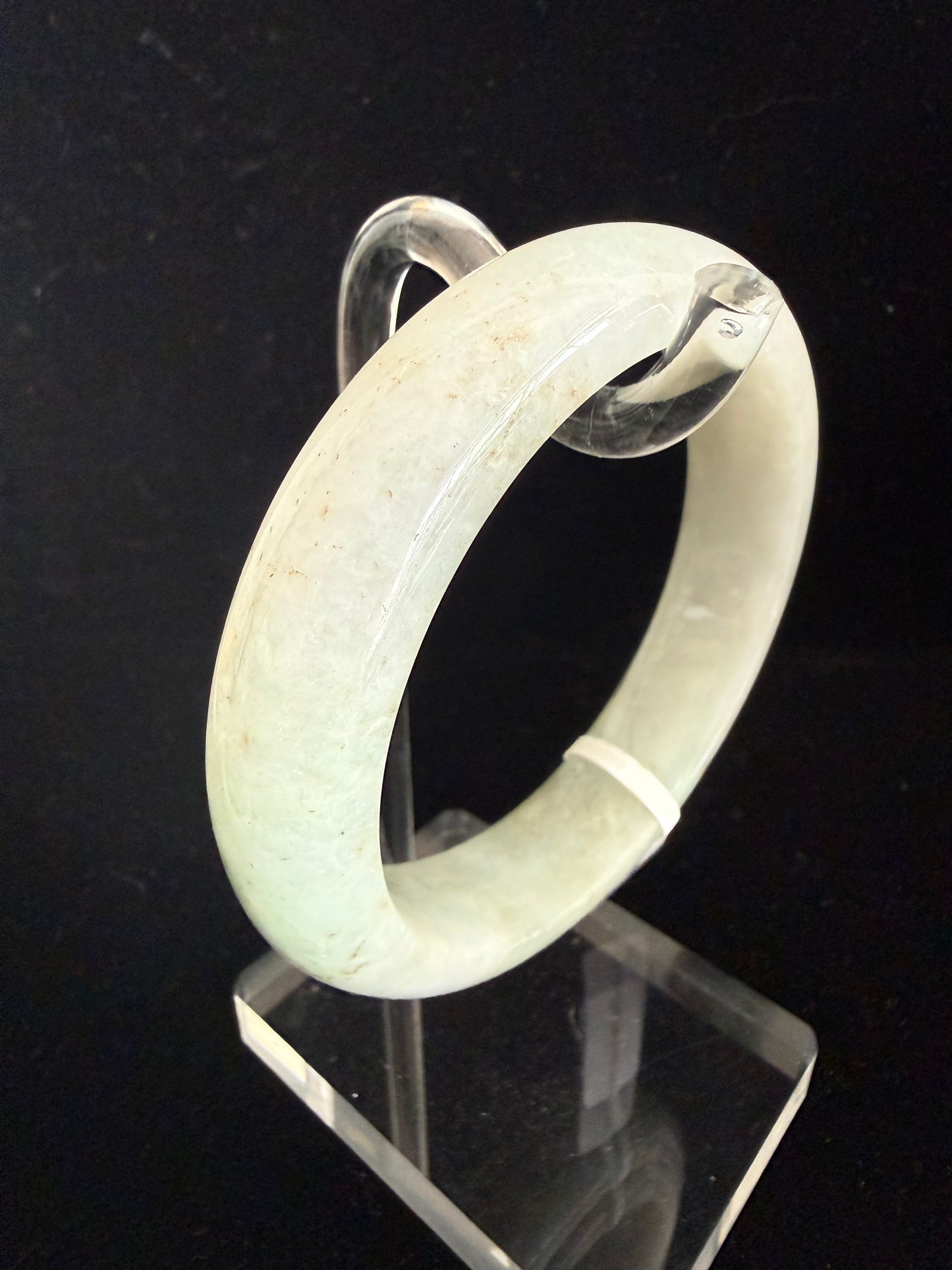 471. White Jade Bangle with Russet Skin