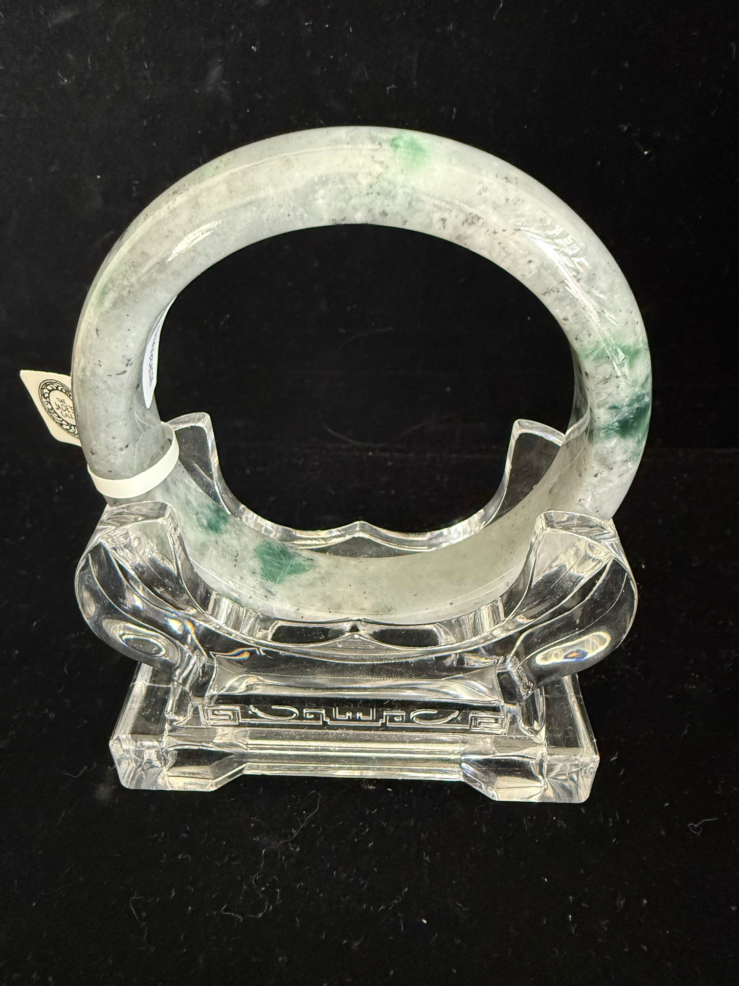 470. Grey Jade Bangle with Floating Green Patches