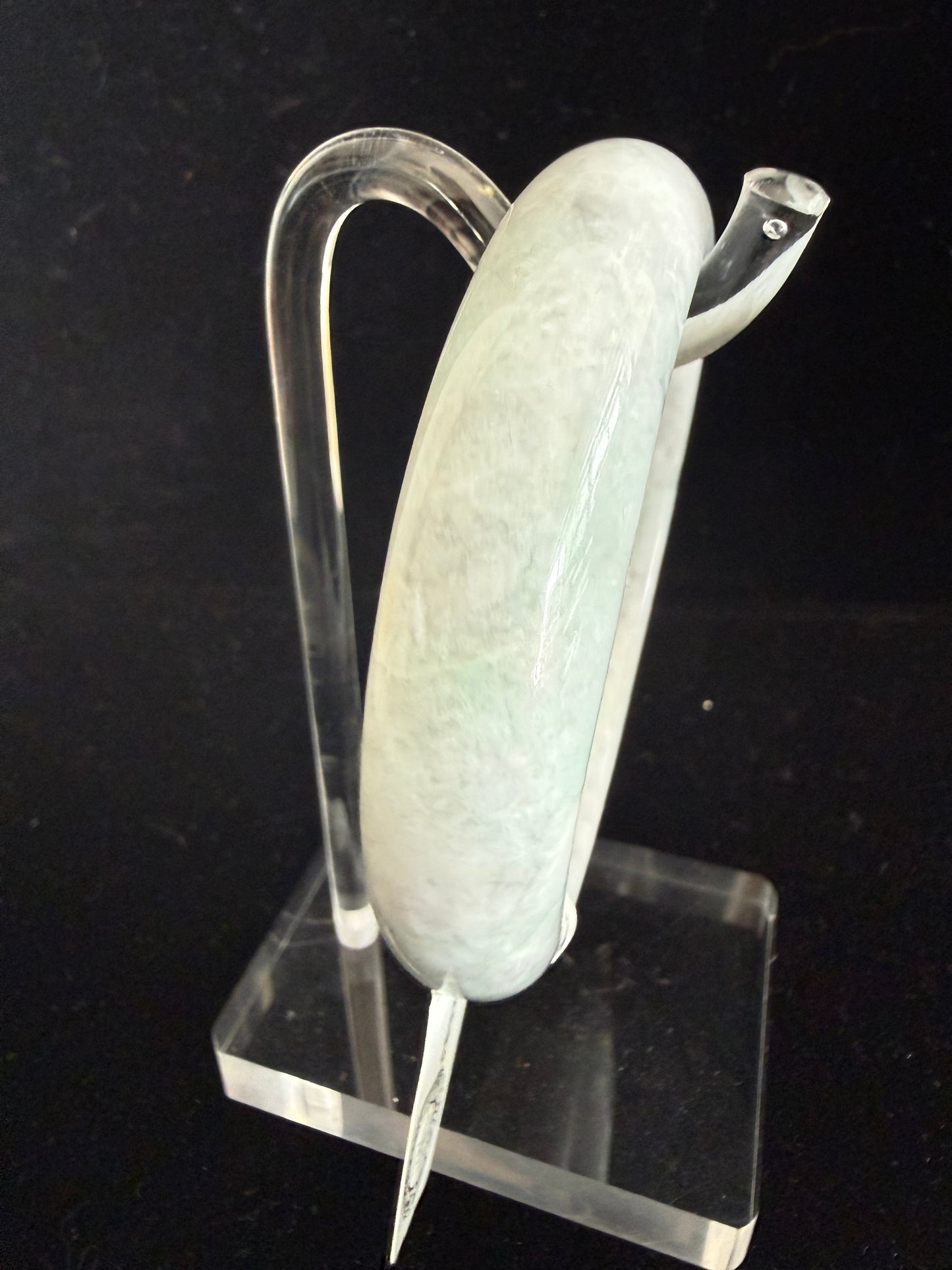 460. Light grey with Misty Green Overtone Jade bangle