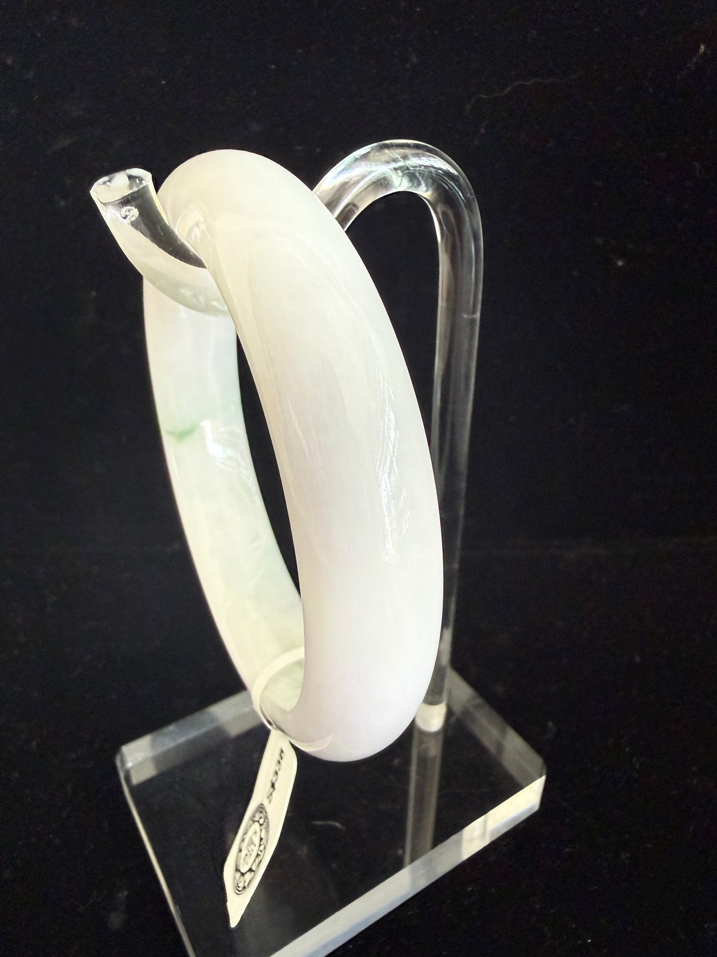 486. White  with Green SpecklesJade Bangle
