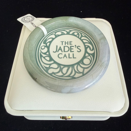 464. Half grey half lake green jade bangle