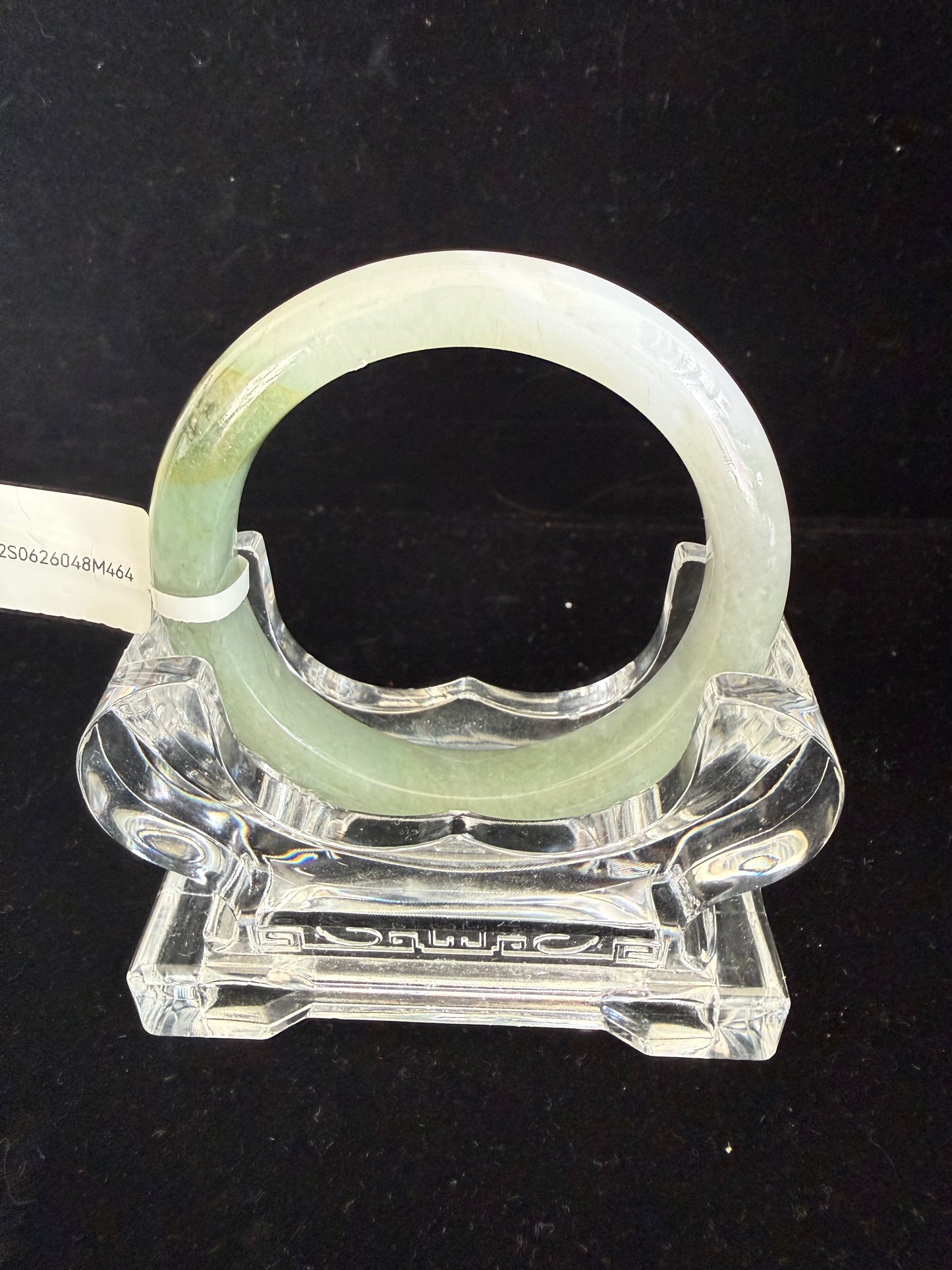 464. Half grey half lake green jade bangle