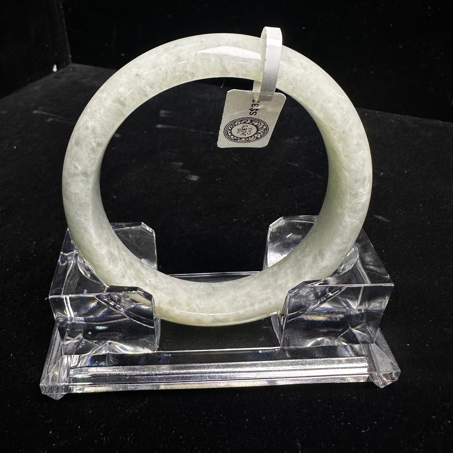 13. Frosty Pale Green Jade Bangle
