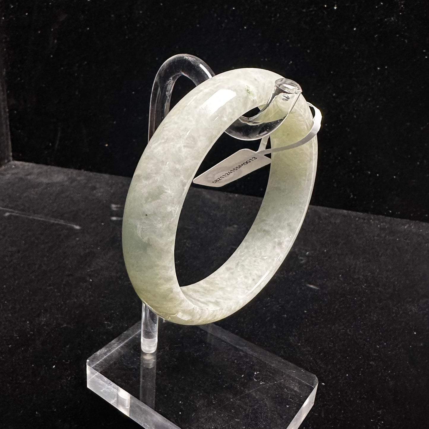 13. Frosty Pale Green Jade Bangle