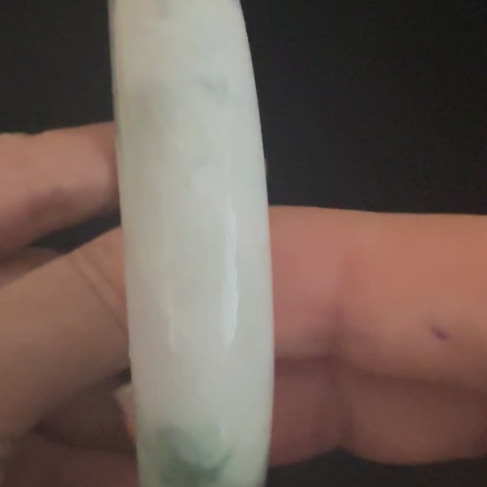 541. Milky white with fresh green patches jade bangle video