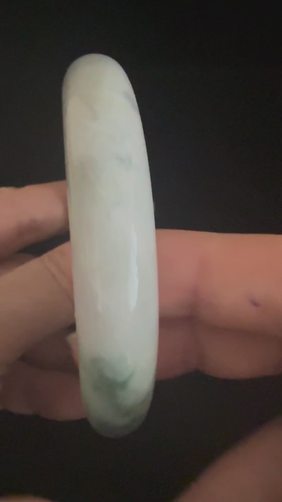 541. Milky white with fresh green patches jade bangle video