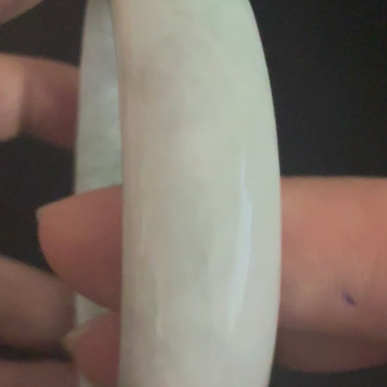 545. White lavender with pale green mottling chunky jade bangle video