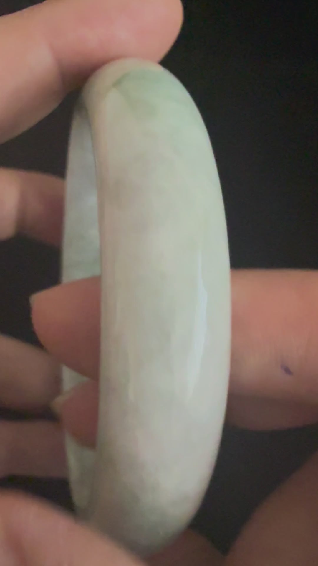545. White lavender with pale green mottling chunky jade bangle video