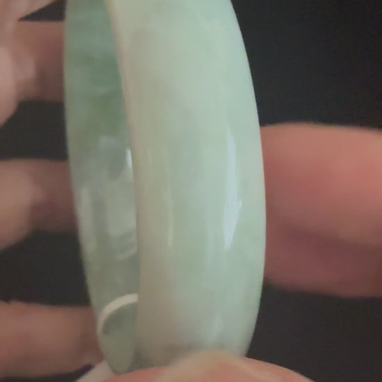 544. Pale celadon green chunky jade bangle video